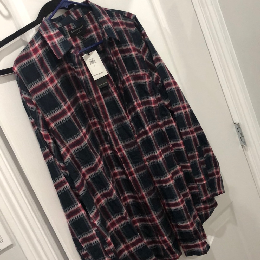 Banana republic boyfriend fit plaid button down shirt